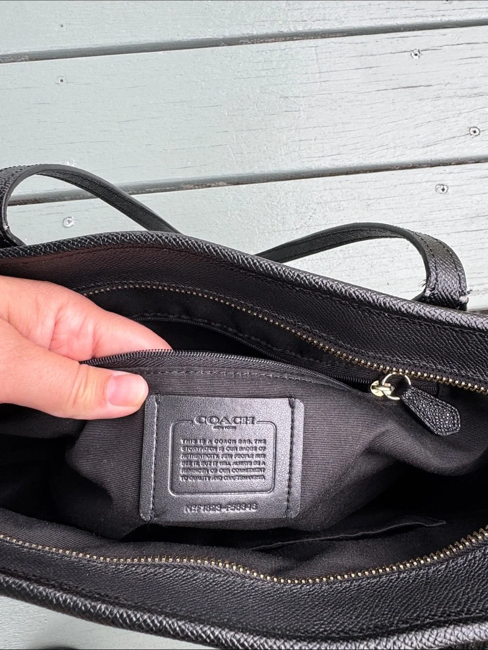 Coach Black Crossgrain Leather City Zip Tote